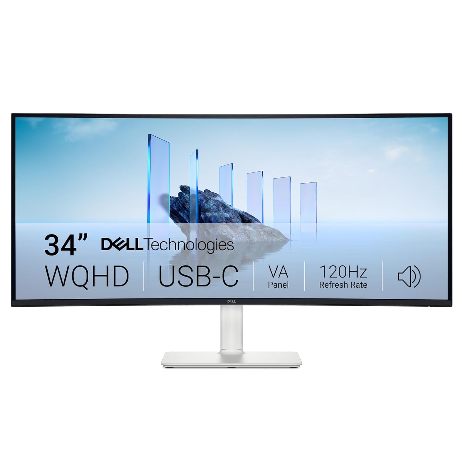 Dell 34 Plus USB-C PC-skärm - S3425DW, WQHD (3440 x 1440), 21:9 böjd,  120Hz, VA, 1ms, AMD FreeSync Premium, HDR10, höjdjustering, inbyggda  högtalare, ...