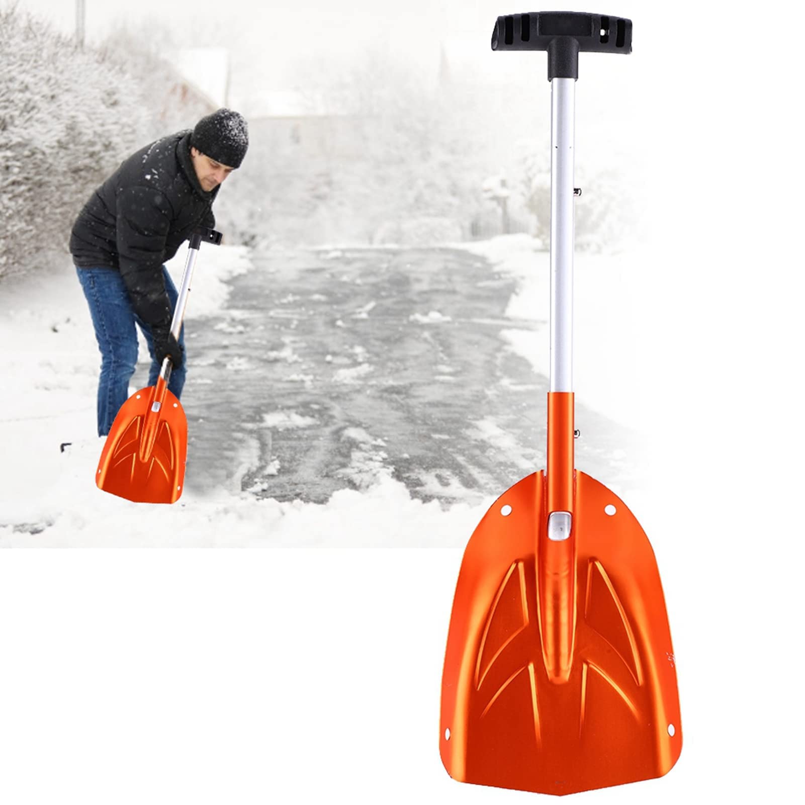 Ejoyous Pala da Neve, Leggera in Lega di Alluminio, Raschietto per Ghiaccio, Spingineve Universale per Vialetto di Casa, Patio
