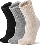 SOKSI Merino Wool Boot Socks | Thermal Winter Warm Thick Cozy Hiking Socks for Men & Women | Moisture Wicking Breathable Wool Blend Socks for Outdoor, Trekking, Camping & Cold Weather | 3 Pairs