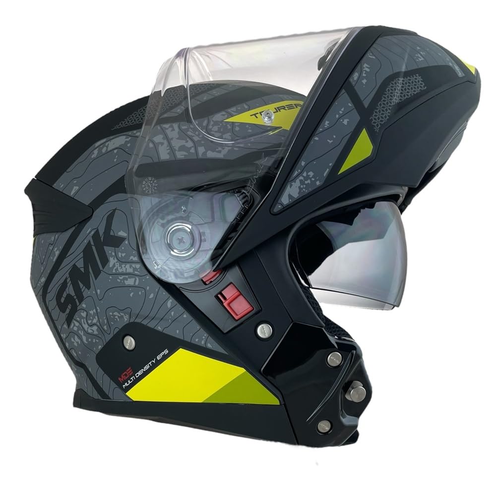 Casco modulare GULLWING Navigator Nero Giallo e Grigio Omologazione 22.06 con doppia visiera P/J (4XL 67/68)