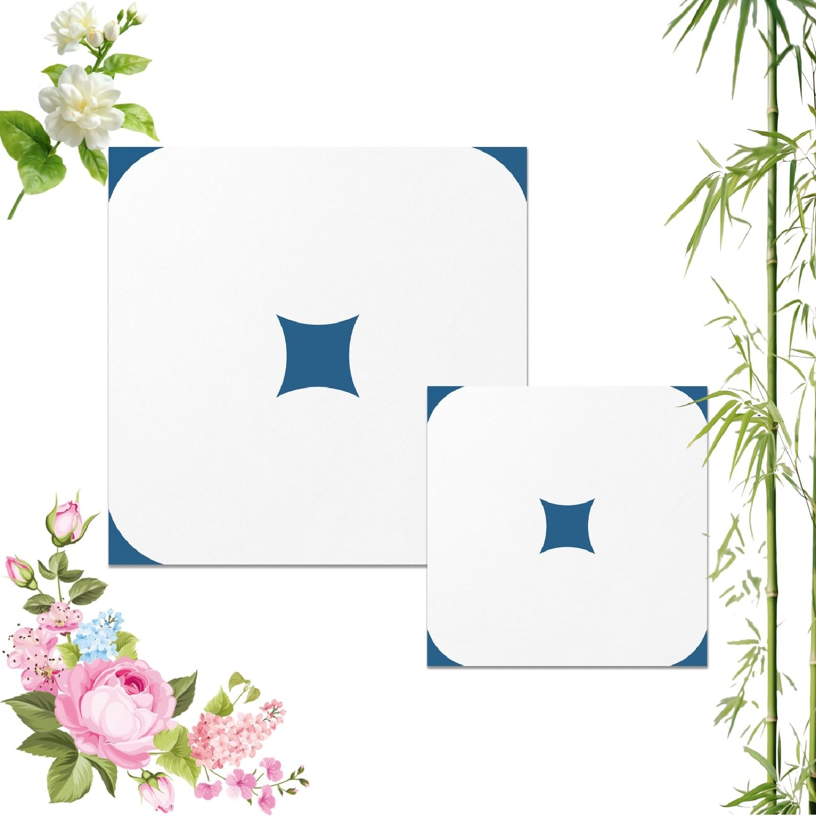 Self-Adhesive Wood Pattern Floor Tiles, 20pcs-30x30cm Vintage Floral Self Adhesive Vinyl Tile, Waterproof Removable Wall Floor Decal for Bathroom Kitchen Bedroom (10pcs-20x20cm,PTS83)