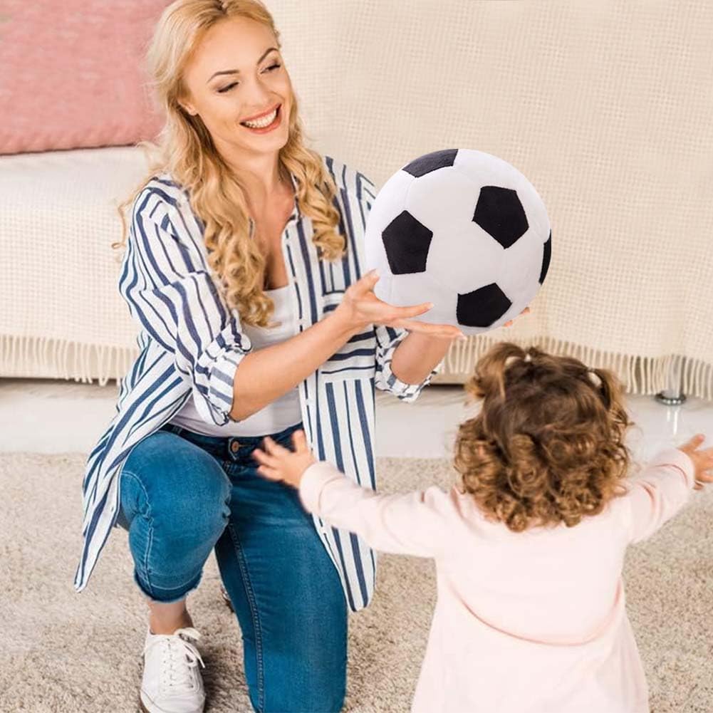 Cuscino Peluche A Forma Di Pallone Da Calcio 25 Cm - Morbido Giocattolo Imbottito Per Bambini E Ragazzi, Regalo Per Piccoli Tifosi (Bianco) - 2
