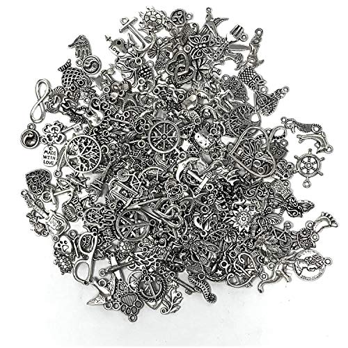 JIALEEY 200 PCS Wholesale Bulk Lots Jewelry Making Charms Mixed Smooth Tibetan Silver Metal Charms Pendants DIY for Necklace Bracelet Jewelry Making and Crafting - Thumbnail 3