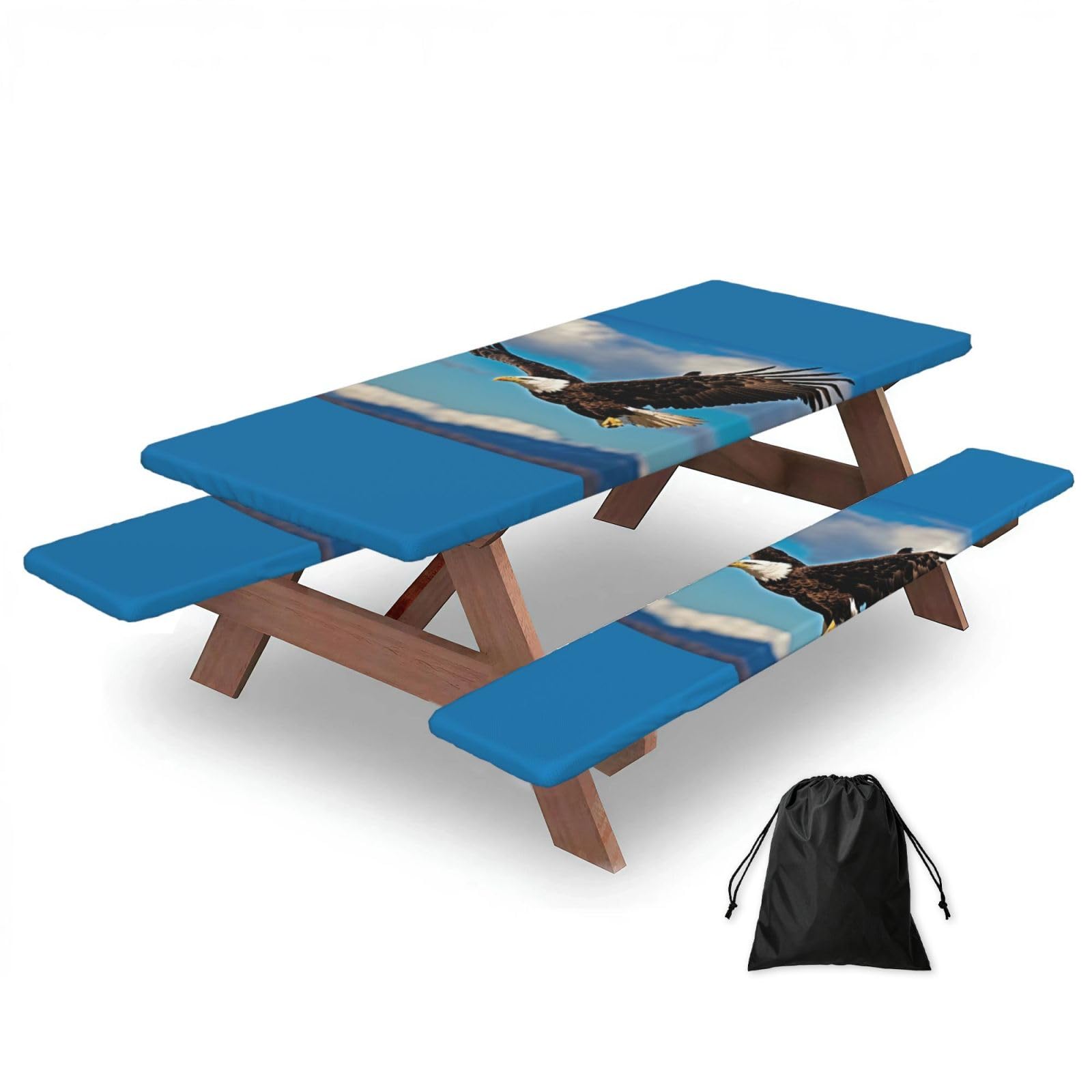 PPHGUT Flying Eagle Print Picnic Table Bench Cover Set Outdoor Garden Bbq Protector For Family Camping