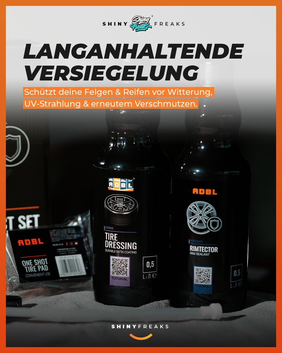 Autopflege Set: Wheel Protection Set - ADBL Autopflege Set für die schonende Felgen + Reifen Pflege inkl. Zubehör - Auto Felgen Detailer Versiegelung, Reifenpflege, Kunststoffpflege | 8-teilig