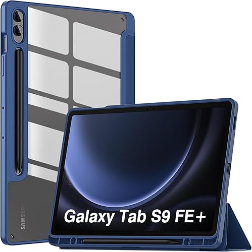 MoKo Funda para Samsung Galaxy Tab S9 FE Plus de 12.4 pulgadas 2023 (SM-X610SM-X616), funda ligera de triple pliegue para tablet, TPU transparente +