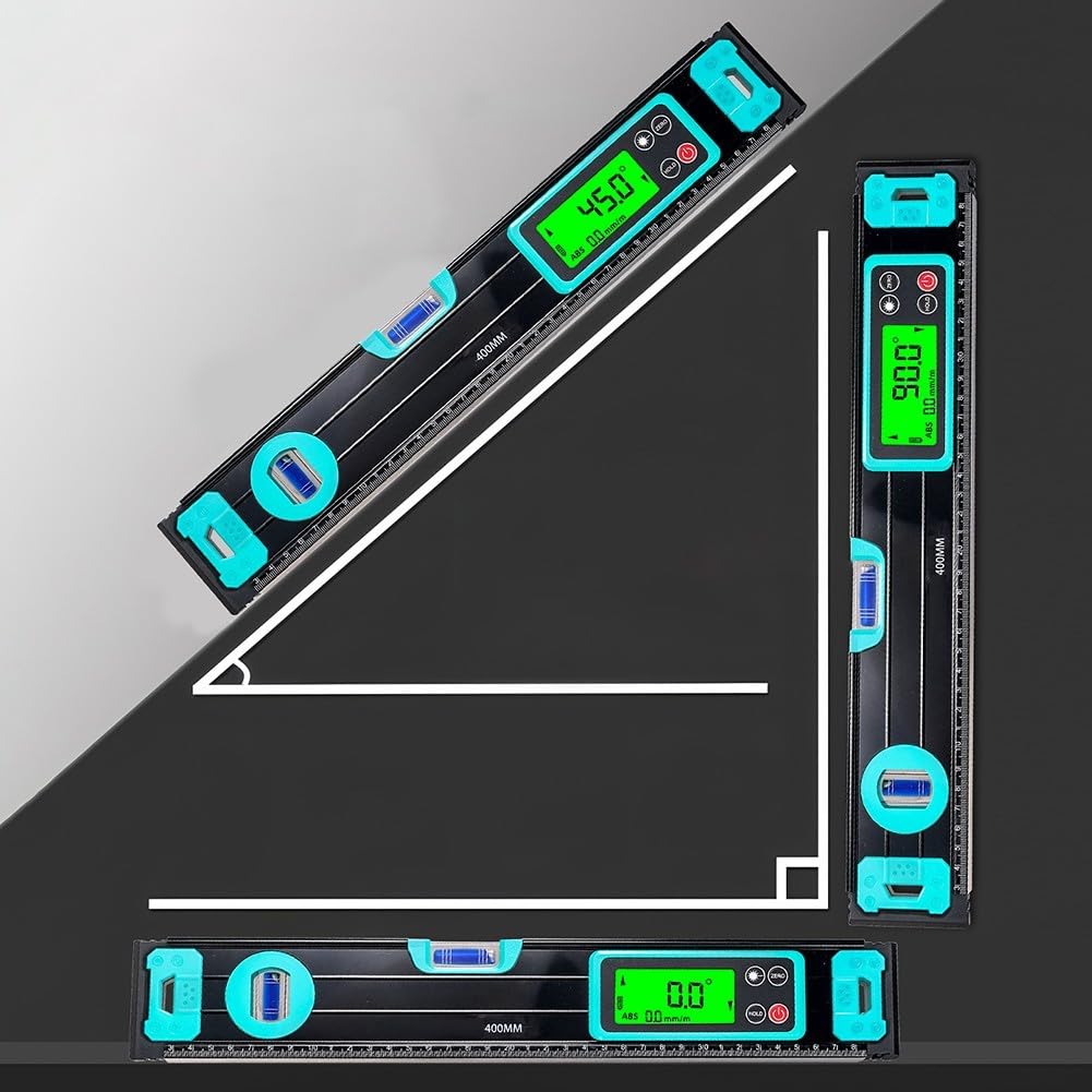Nivel digital, regla de nivel de pantalla LCD digital, resistente al polvo y al agua, con alertas de sonido, para obras de construcción, renovaciones interiores, montaje de muebles (500 mm)