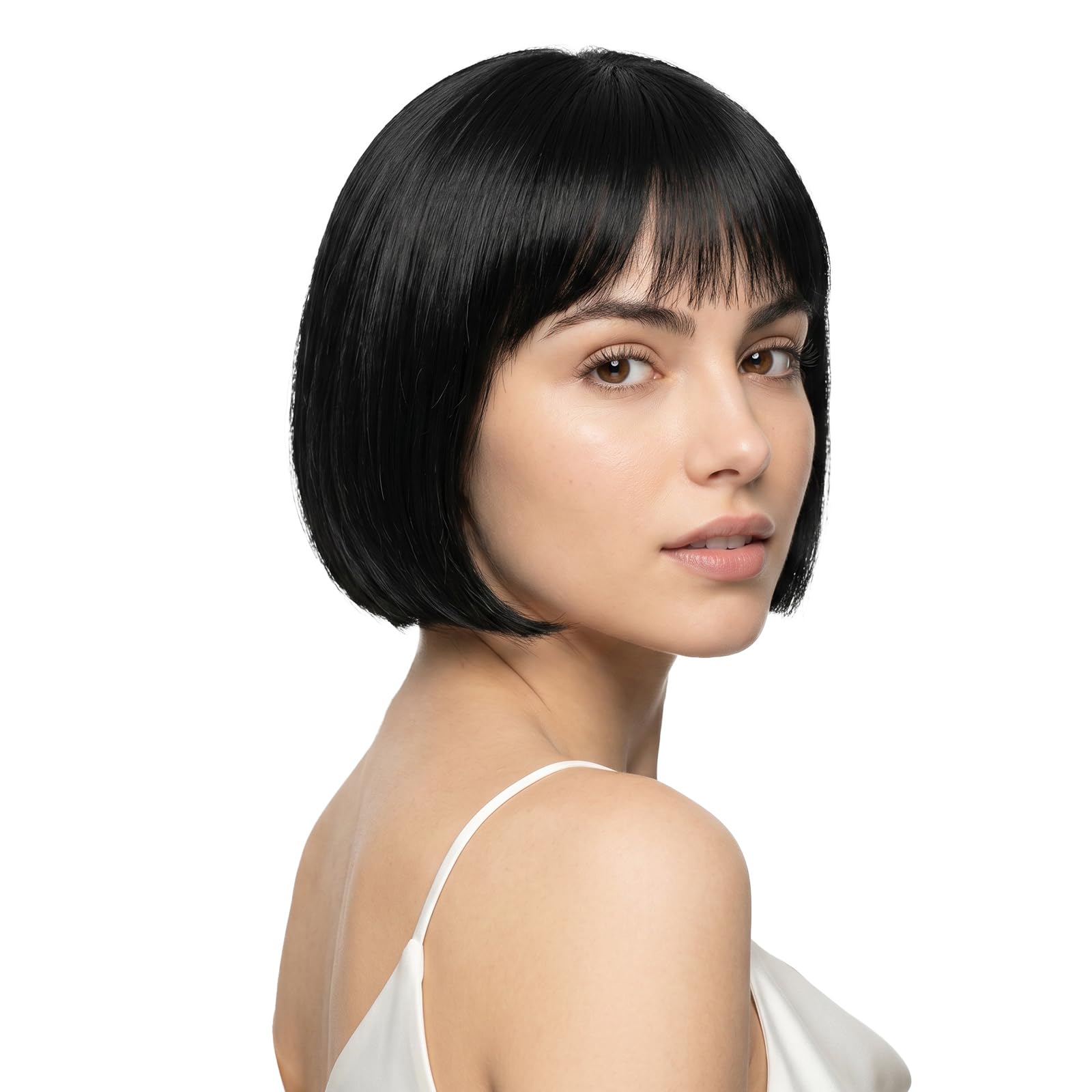 Onedor 10" Short Straight Hair Flapper Cosplay Costume Bob Wig (Black) 1B-Black