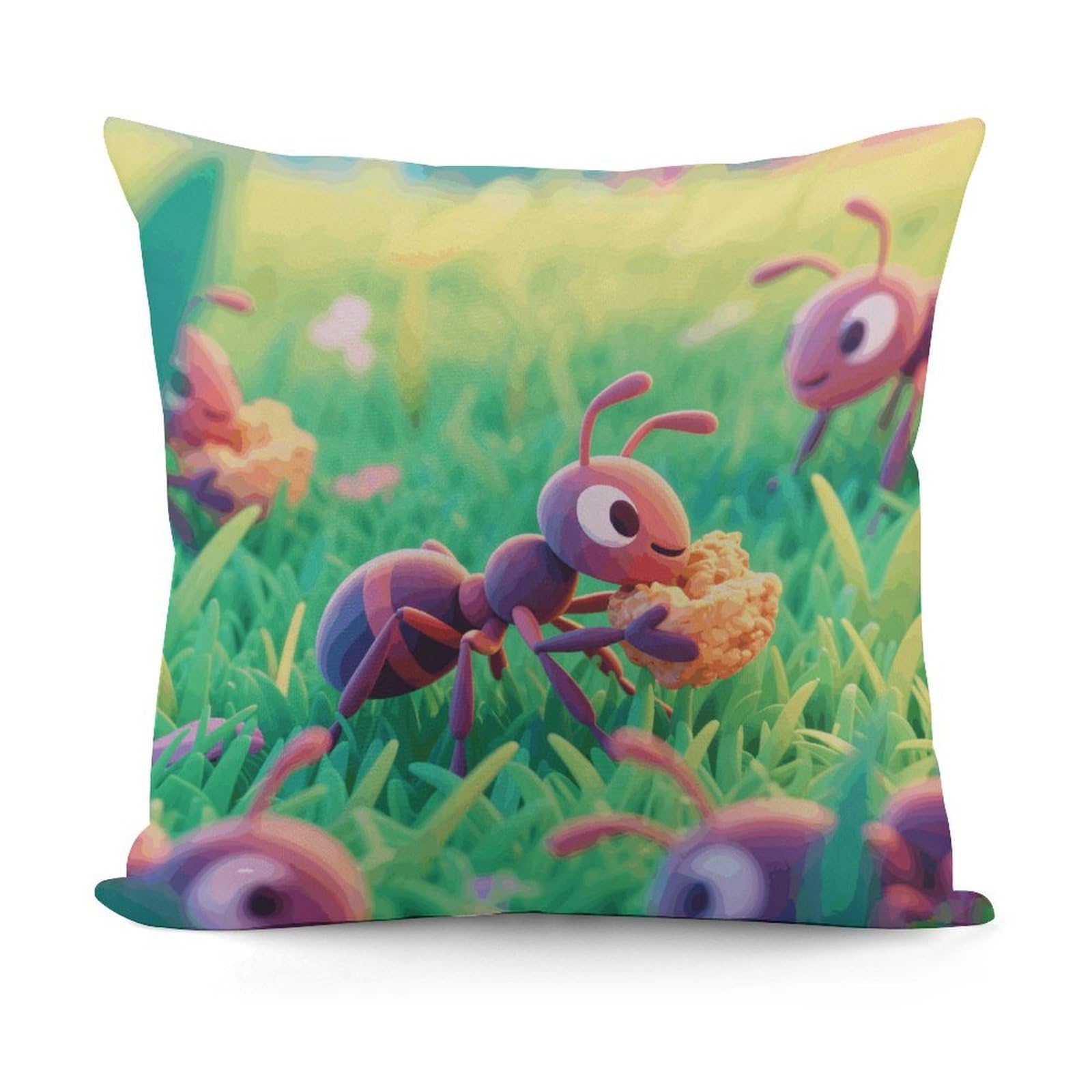 VstaDank Ants Foraging Throw Pillow Covers Fade-Resistant Removable Pillowcase Square Cushion Case Cozy Pillow Case Breathable Pillow Protector Soft Pillow Shams 18"x18"
