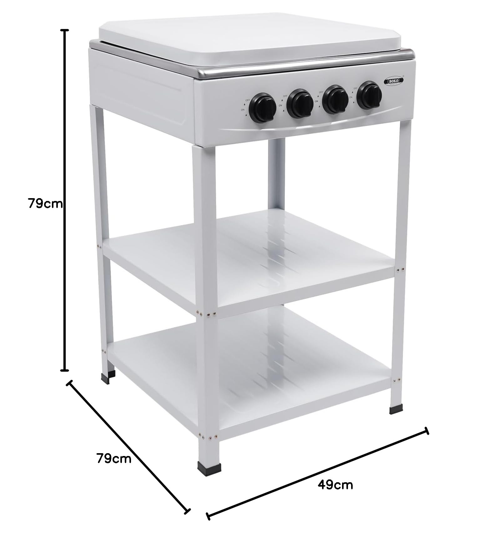 Fornello a Gas Autonomo 4 Fuochi, Fornello da Campeggio e da Esterno, Bruciatore a Propano Portatile 2,5 kW, Controllo con Manopole Indipendenti, Struttura Robusta 49 × 49 × 79 cm