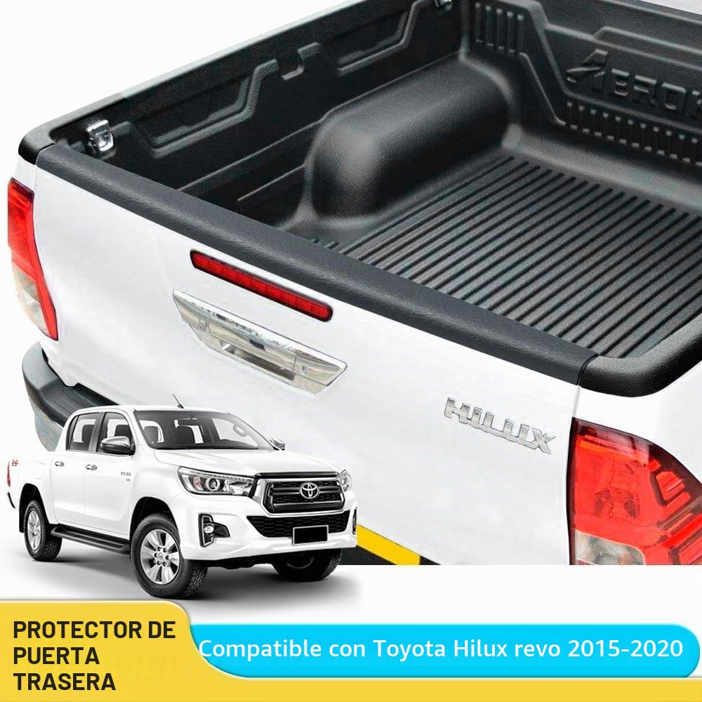 Protector de Portón Trasero para Toyota Hilux 2016-2020 (GX VX VXL) y 2021-2026 (GX) Cubierta de Borde de Caja LLDPE 3.5mm Alta Resistencia Accesorios Pick-Up - Negro Mate