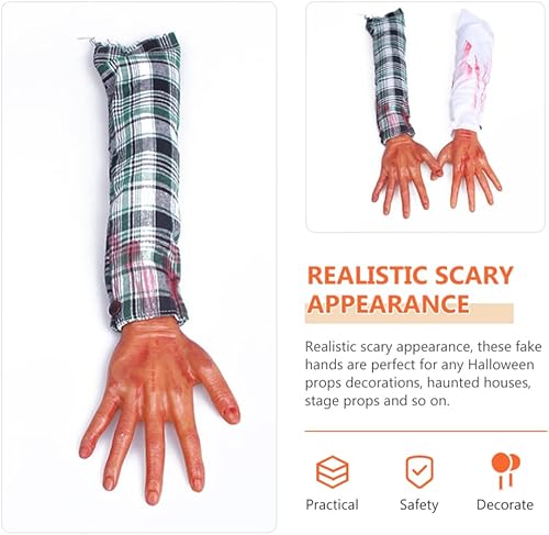 Miniatura 6 de Gadpiparty 2 piezas de decoraciones de manos falsas de Halloween, aterradoras manos rotas, cuerpo de broma, accesorios de fiesta para Halloween,