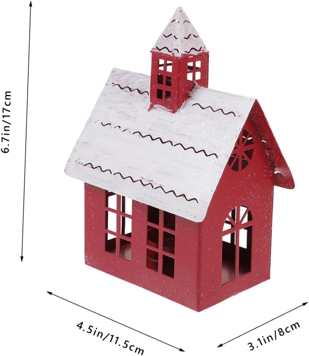 Cabilock Christmas Metal Decoration Handmade Candle Holder Desktop Village House Ornament for Festive Table Decoration Sturdy Ironwork for Christmas Special Occasions