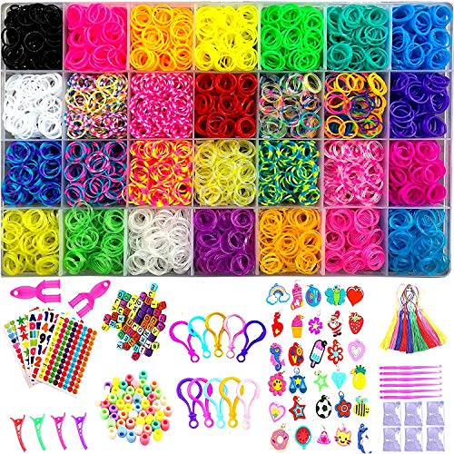 CrBoelves 4400+ Rainbow Colorful Loom Bands, Rubber Bands Bracelet Making Kit DIY Band Bracelet Mega Refill Kit, Great Gift to Improve Imagination