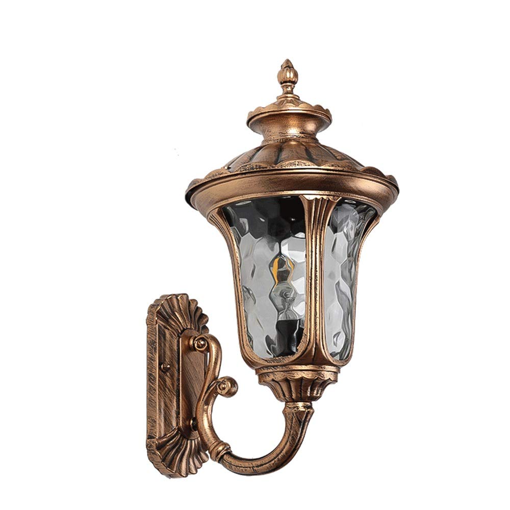 HPTHLY Wall Mounted Light European Wall Lamp Outdoor Waterproof Aisle Balcony Garden Villa Interior Retro Garden Wall Lamp Outdoor Decorative Wall Lamp Readi(Brass)