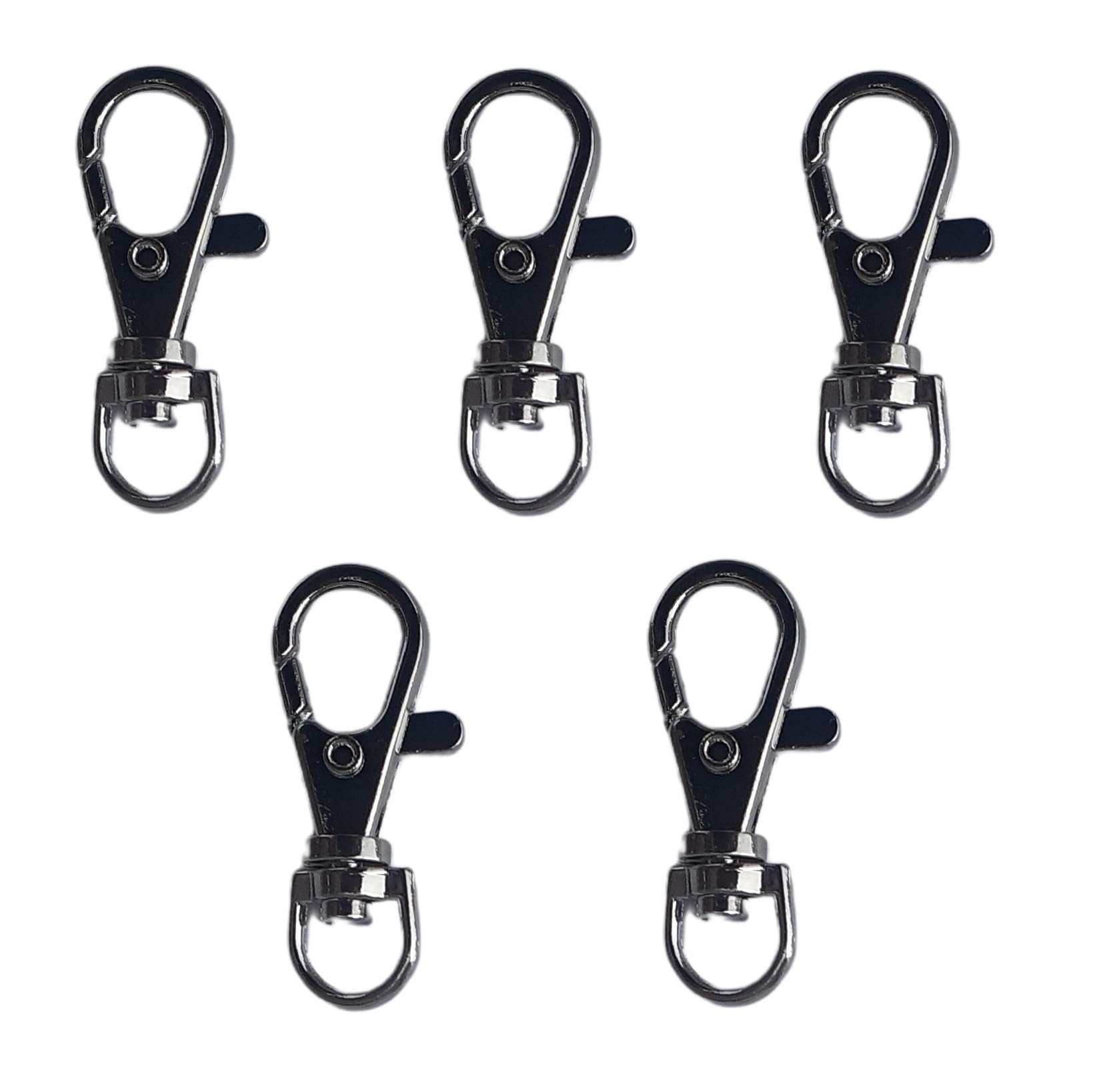 Duxk(Pack of 5) Premium Metal Lobster Claw Clasps - Wide 1/2 Inch D Ring - 360 Swivel Clips Trigger Snap Hooks Lanyard Keychain