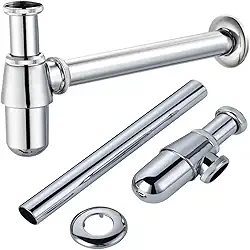 Sifão Cromado Copo de Metal Para pia cozinha Banheiro Lavatorio Tanque Sifão Inoxidável Bloco de Odores