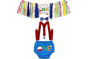 High Chair Decorations for 1st Birthday Boy | Ofishally One Cake Smash Outfit Costume Kit