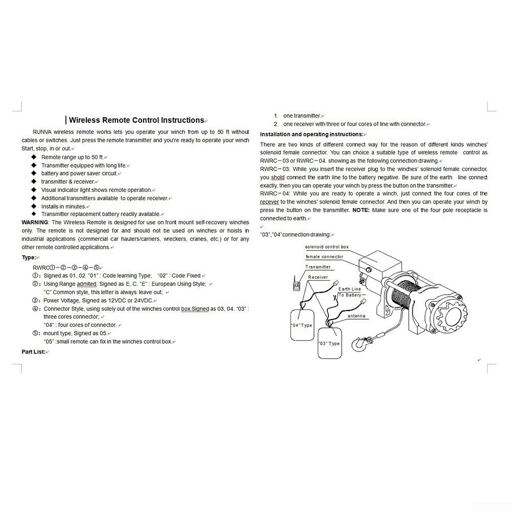 Kit di telecomando wireless per verricelli magnetici su veicoli 4x4, ATV, SUV, rimorchi e ascensori, 12 V 24 V, portata 15 m, interruttore on/off e indicatore LED (doppio) nero