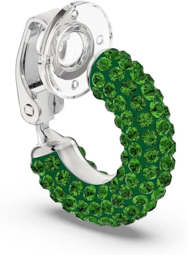 Swarovski Tigris ear cuff, Single, Green, Rhodium plated