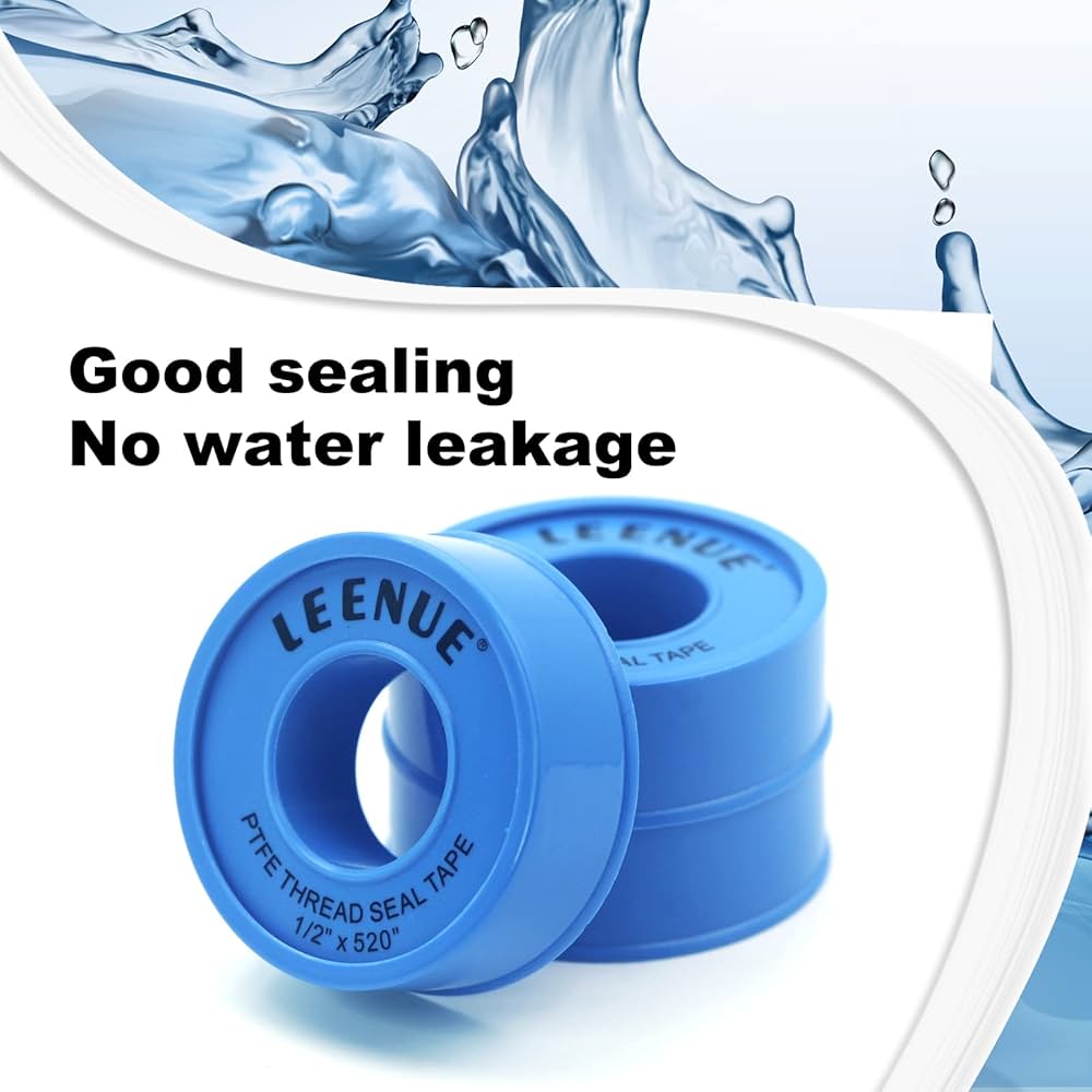 Teflon Tape,Plumbers Tape,Plumbing Tape,PTFE Tape,Thread Tape,Plumber Tape For Shower Head,Pipe Sealing,Thread Seal,White (1/2 In 4 Rolls