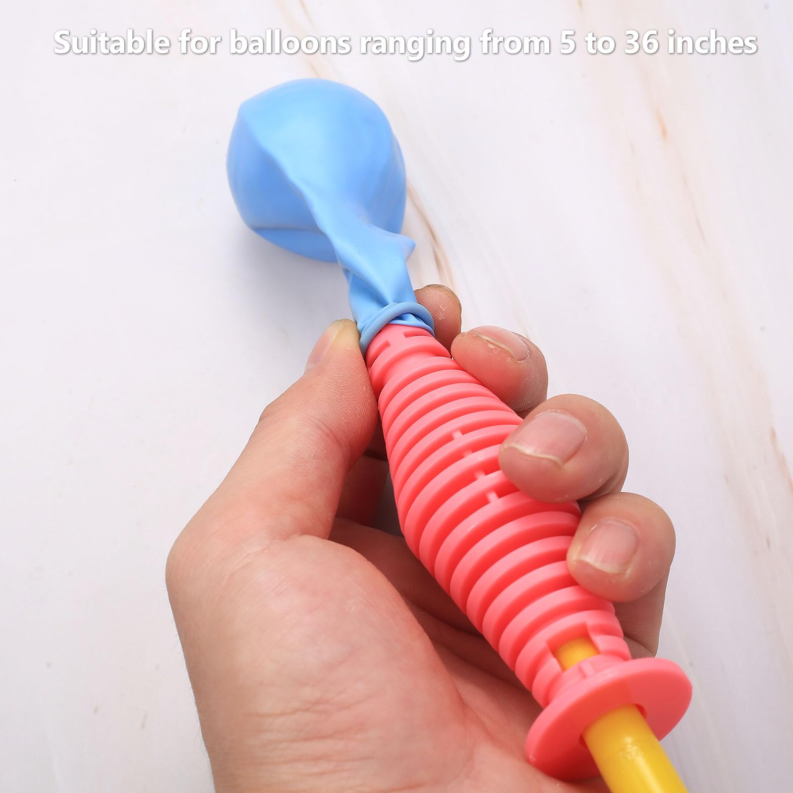 4 PcsPompe à Ballon à Main, Pompe a Ballon Gonflable, Pompe à Air pour Ballons Mariage Birthday Decoration Anniversaire, avec 4 Aides au Nœud de Ballons et 4 Rouleaux Pastilles Adhésives