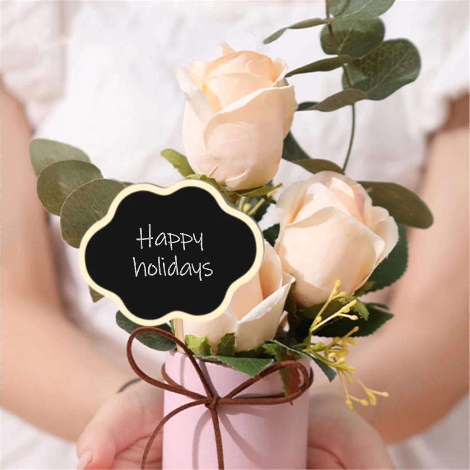 Wooden Plant Labels 30PCS Wood Mini Chalkboard Sign with Stake Garden Plant Label Black Board Decorative Tag Seed Flower Pot Marker(ColorN)