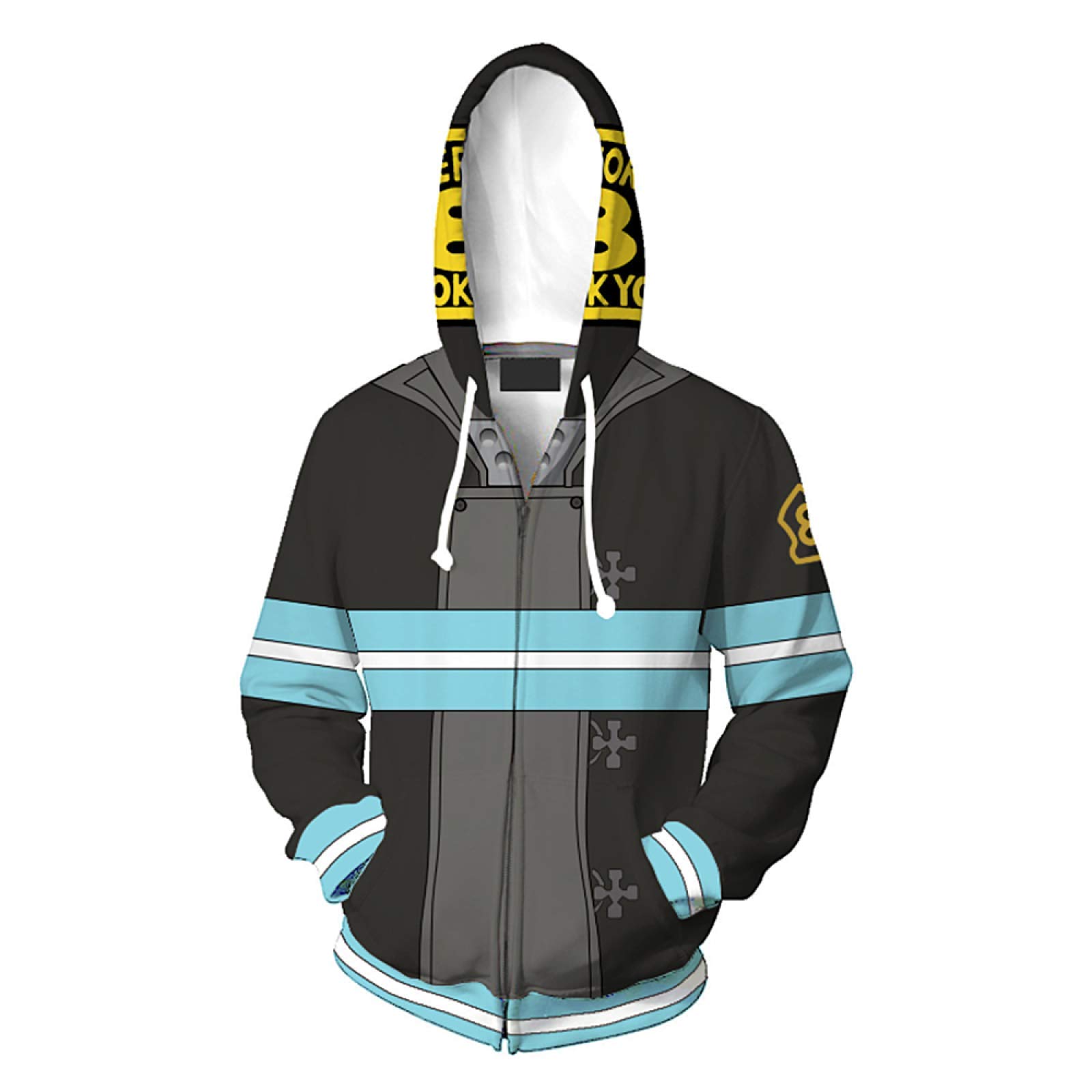 Charous Women's Grey Anime Fire Force Cosplay Hoodies,Unisex 3D Printing Hooded Sweatshirt Used For Festival Cosplay Or Gift