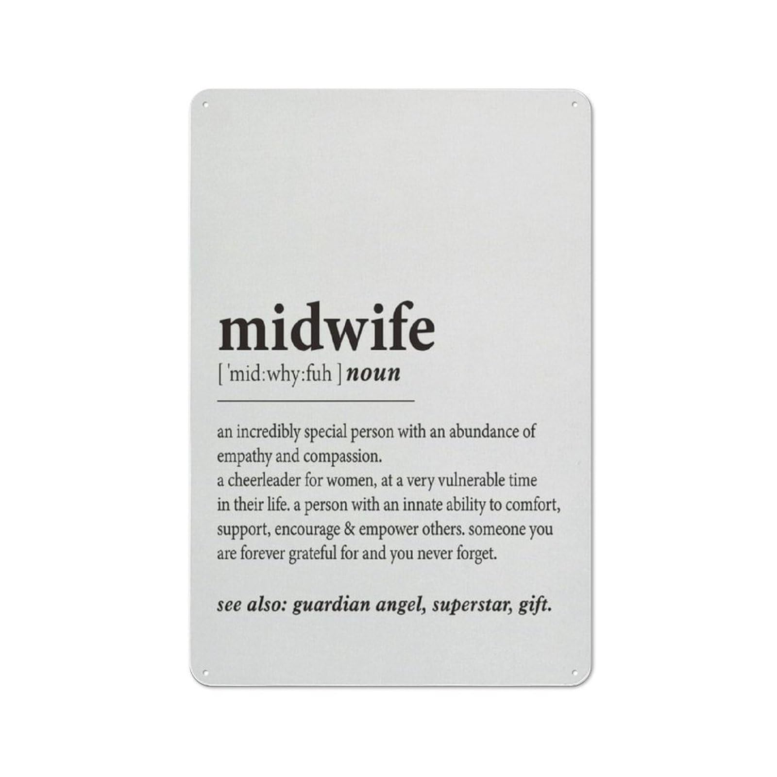 ACDOET Rustic Metal Tin Sign Midwife Definition Print Wall Art Office Decor Modern Midwife Painting Poster Artwork Midwife Gift 8x12 Inch