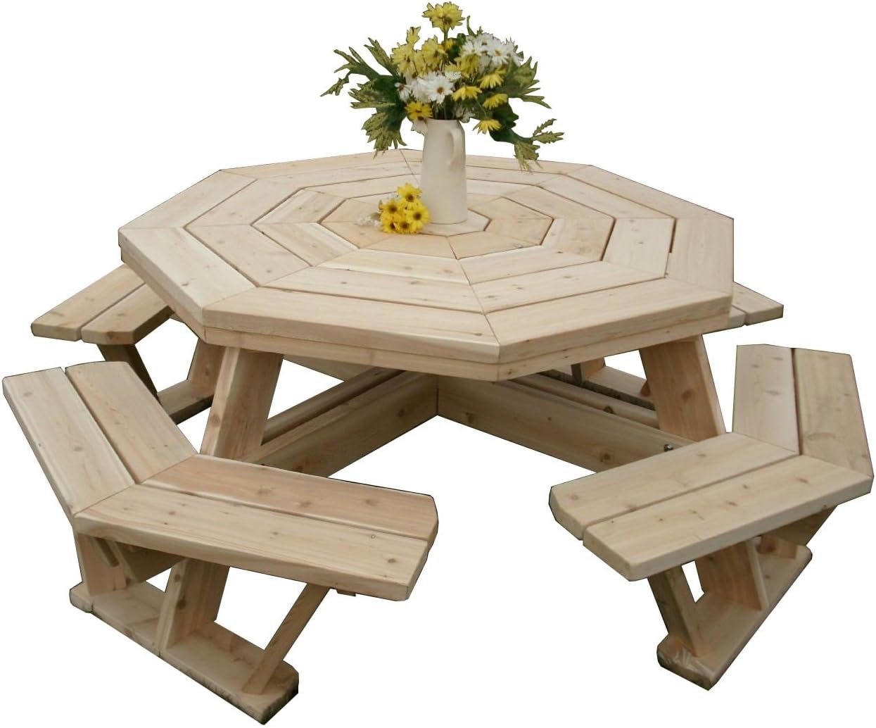 White Cedar Octagon/Walk- in Picnic Table- Large Size- Amish Made in the USA