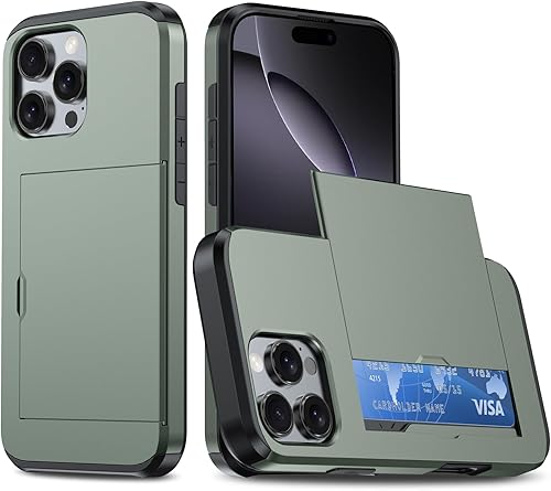 ATRAING Funda tipo cartera compatible con iPhone 15 Pro con ranura para tarjeta de crédito, deslizante, delgada, protectora, a prueba de golpes,