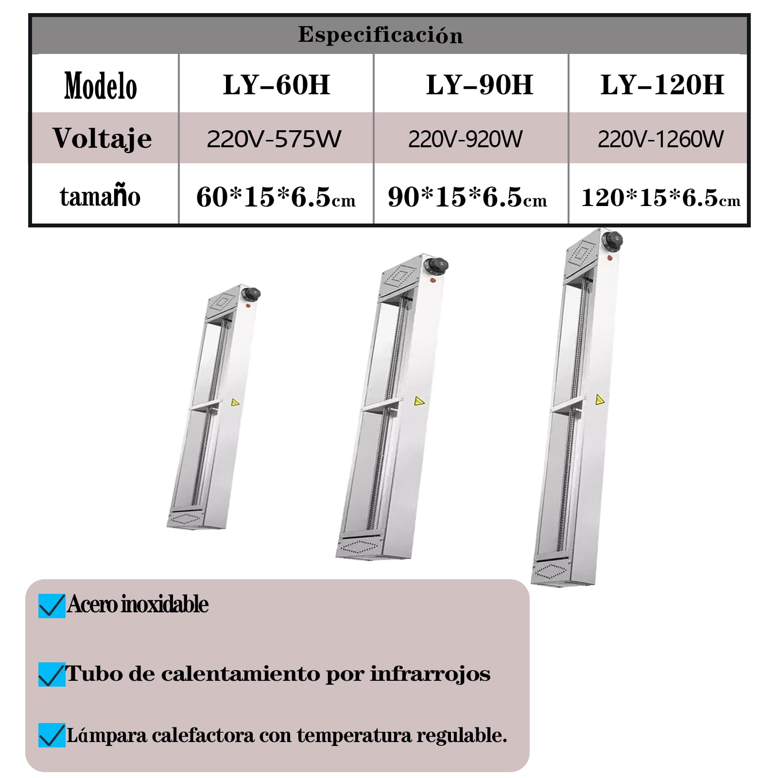 Lampara Calor Cocina, Temperatura Ajustable 30-80℃(120cm) | Suspension Lampara de Calor Alimentos para Cocina, Restaurant, Acero Inoxidable Lampara Calienta Platos Cocina y Buffets