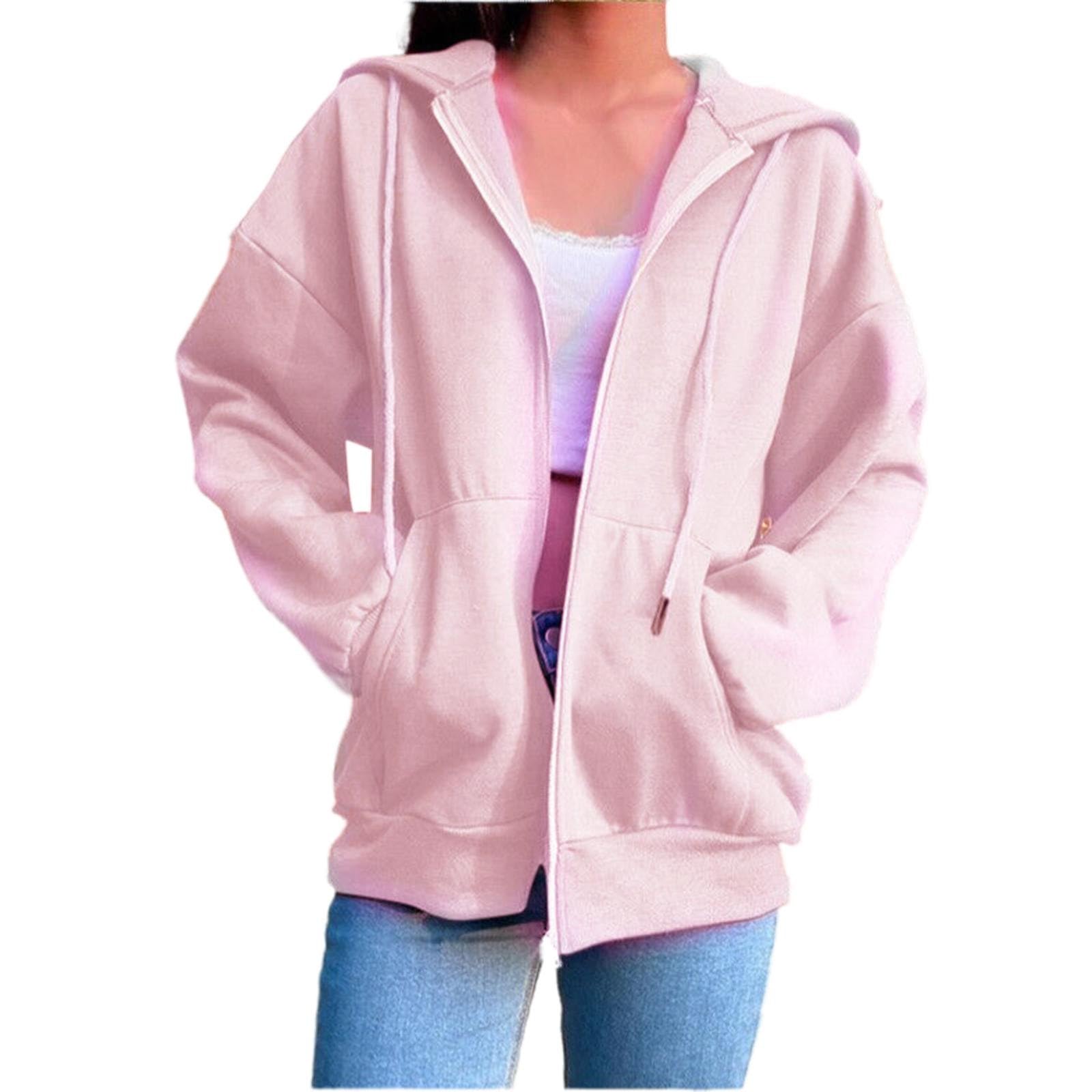 Winter Zip up Hoodie Spring And Autumn Fashion Hooded Padded Sweatshirt Long Sleeve Zipper Sport Coat Loose Women's Women's Hooded Sweatshirt Womens Heavy Long Sweatshirts