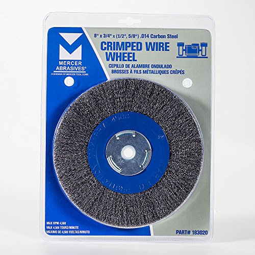 Mercer Industries 183020 Crimped Wire Wheel, 8" x 3/4" x 2" (1/2", 5/8"), For Bench/Pedestal
