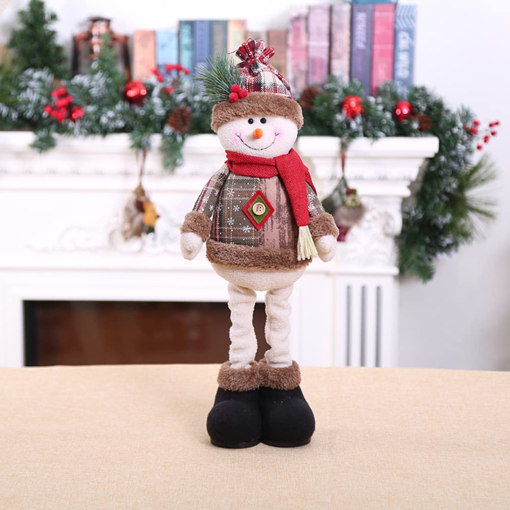 Nuziku B Christmas Figurines,Telescopic Standing Christmas Plush With Santa Claus Snowman Reindeer,Vvid Christmas Doll Xmas Table Centrepiece For Table Fireplace Decor Home Decoration