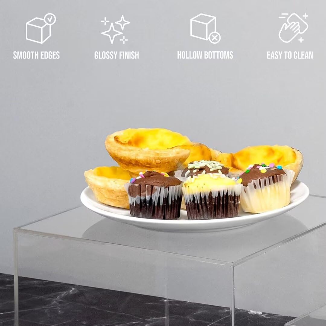 Elevadores de Buffet, 3 Piezas Cajas de Exhibición Alimentos de Acrílico, Soporte de Postres en Forma de Cubo para Cupcakes, Dulces, Brunch, Postres, Coleccionables, Joyería, Bodas y Fiestas