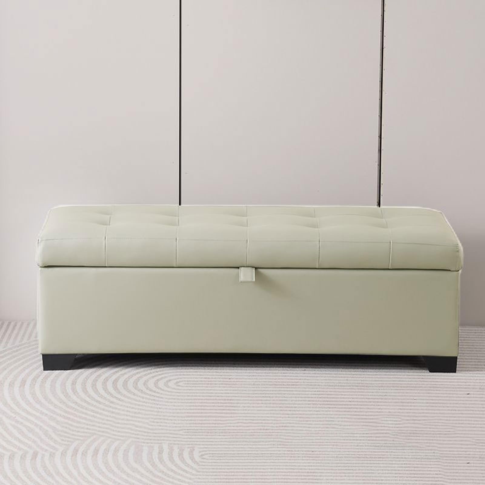 Banc de rangement en faux cuir rembourré pour bout de lit et salon