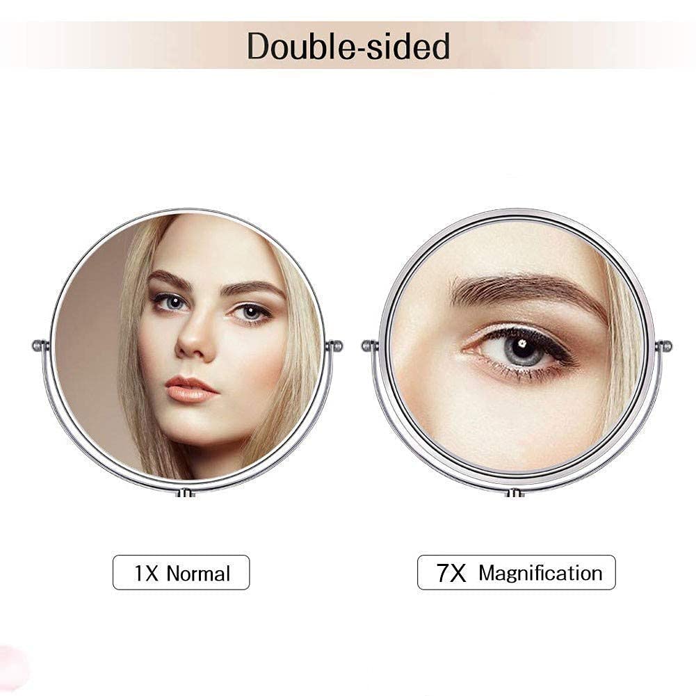 Specchio da Barba da 8 Pollici a Parete Ingrandimento 7X + Doppio Lato Normale per Trucco cosmetico Specchio per Trucco da Bagno Estendibile Pieghevole e con f