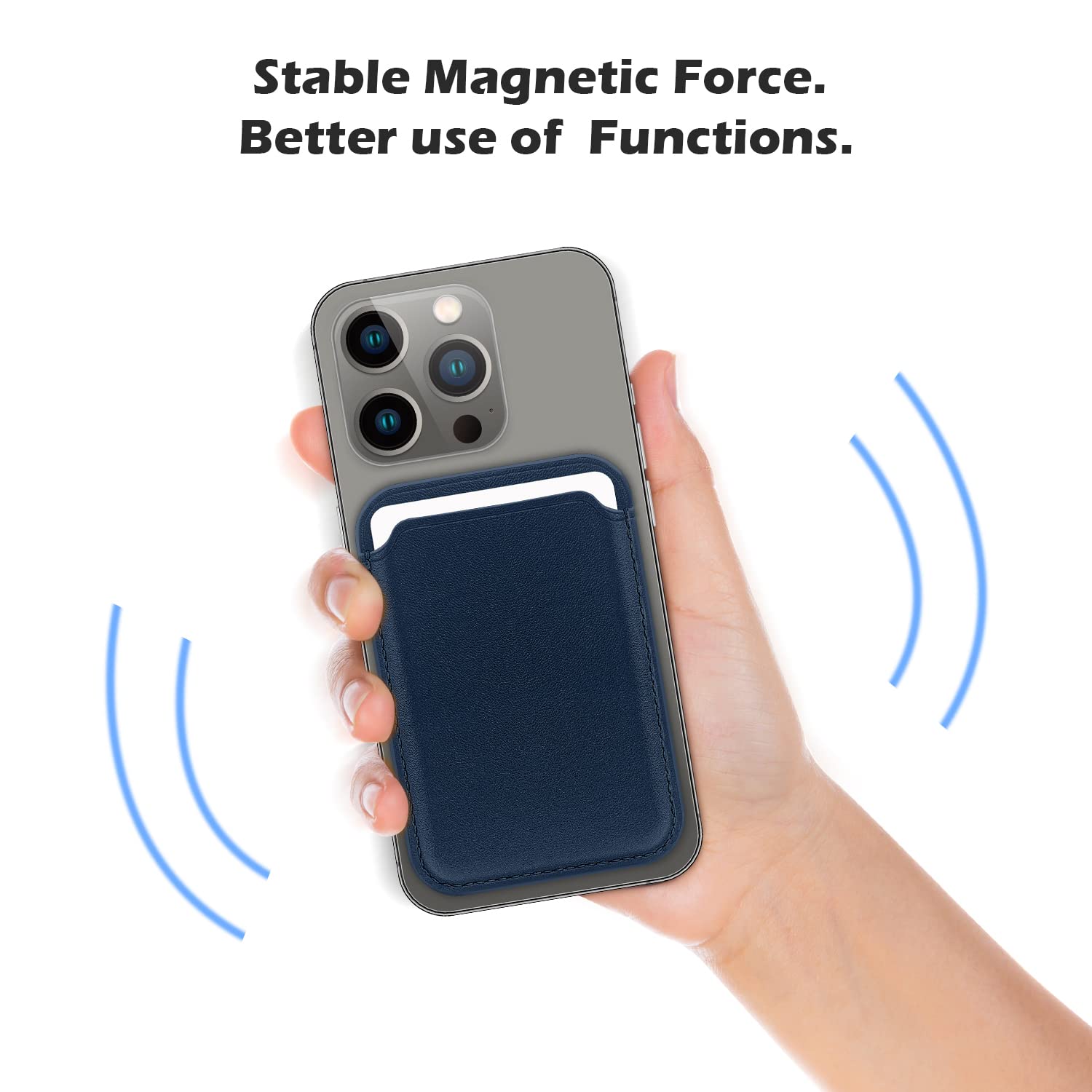 FIDWALL Magsafe Wallet Portafoglio Tessuti in Pelle per iPhone 16/15/14/13/12 Max/Pro/Plus/mini,con Anello in Ferro per all Phone Case,RFID Card Holder con Magsafe Magnete (Blu Baltico)