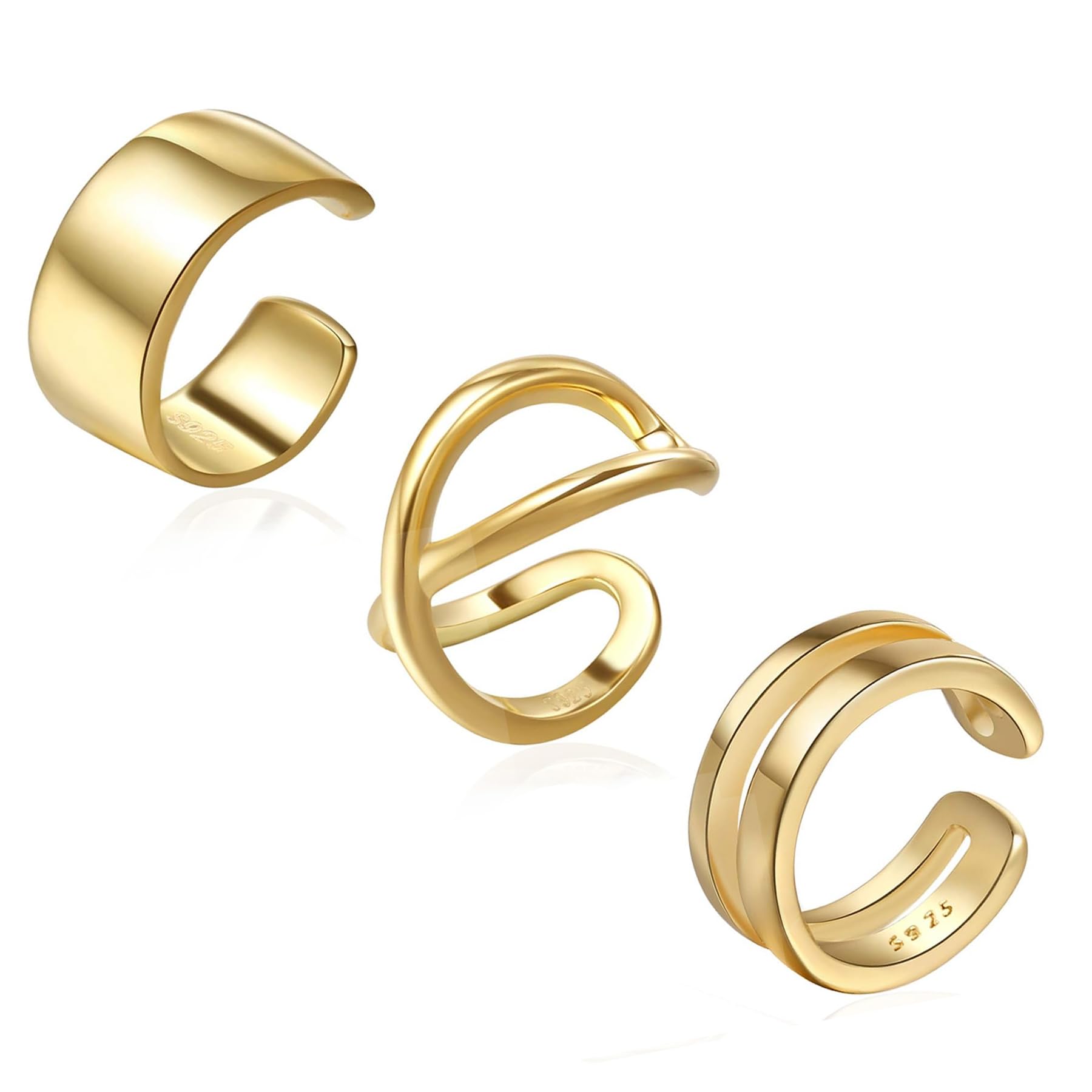 CHIC & ARTSY Ear Cuffs Non Piercing 925 Sterling Silver Ear Cuffs for Women & Men