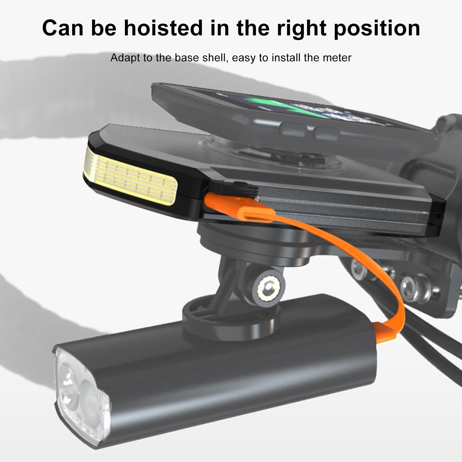 Luce anteriore notturna, 6,1 x 9,5 x 1,9 cm, funzione Power Bank | 4 modalità di illuminazione, luce LED ad alta luminosità, per ciclismo per bici da strada, supporto per la ricarica, nero