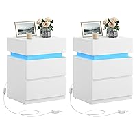 VASAGLE KAILYN Collezione - Set di 2 Comodini con Striscia Luminosa di Luci a LED