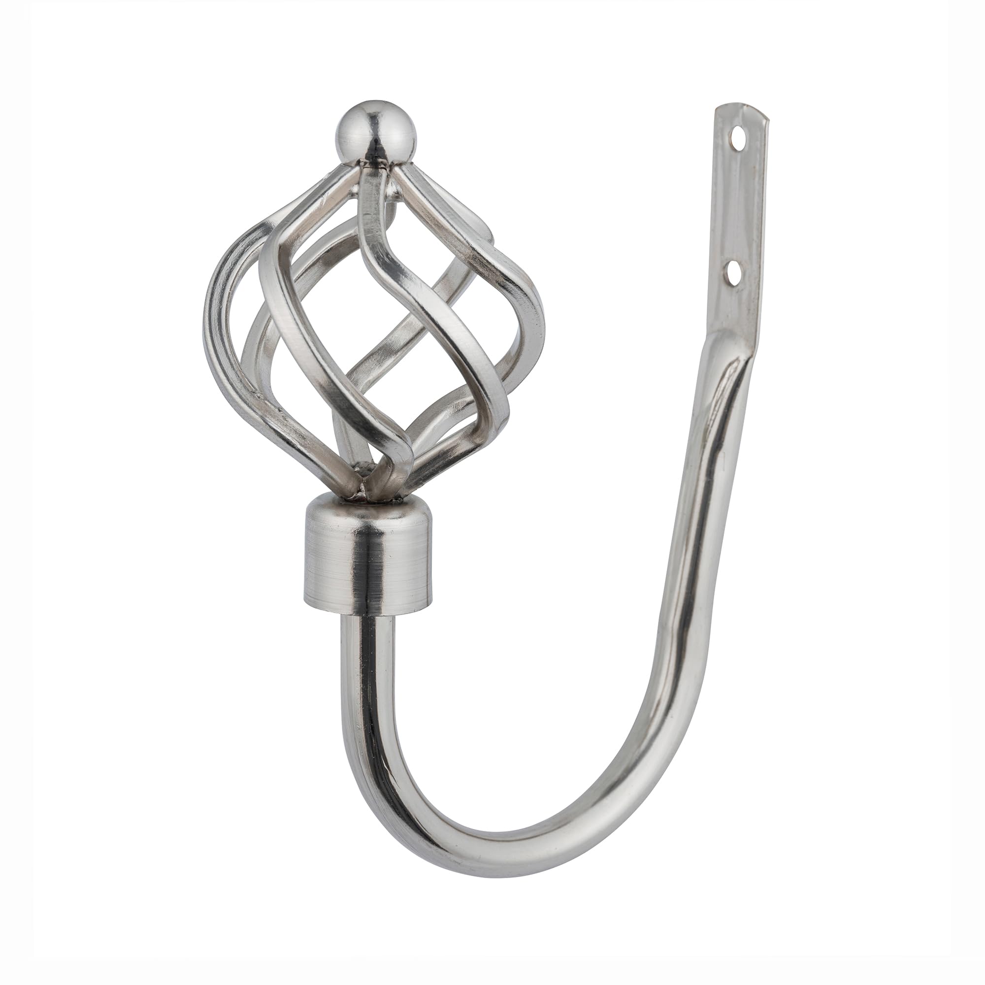 A.Unique Home Twisted Metal Extendable Curtain Pole with Rings and Fittings, In a Variety of Colours and Sizes (25/28mm)(Brushed Steel , Holdbacks)