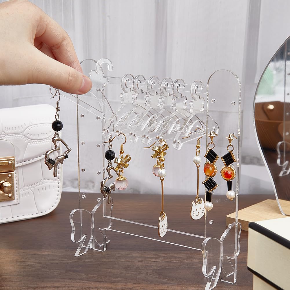 Craspire Ohrring-Display-Halter Aus Acryl – 74 Löcher, 8 Kleiderbügel – Transparenter Schmuck-Organizer