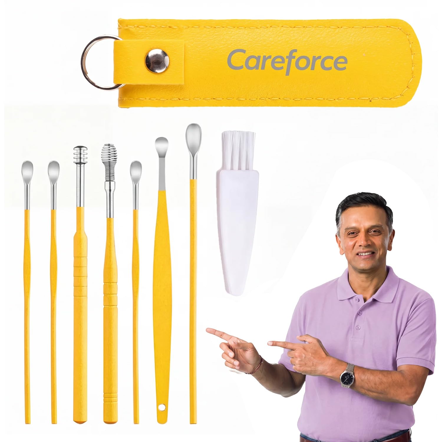 Careforce - The Force Behind Your Health Ear Cleaning Kit Steel Ear Cleaner Reusable Ear Wax Remover Tool Kit Set With Storage Pack, Ear Curette Cleaner And Spring Ear Buds Cleaner 6 Pcs Set Yellow-image-19