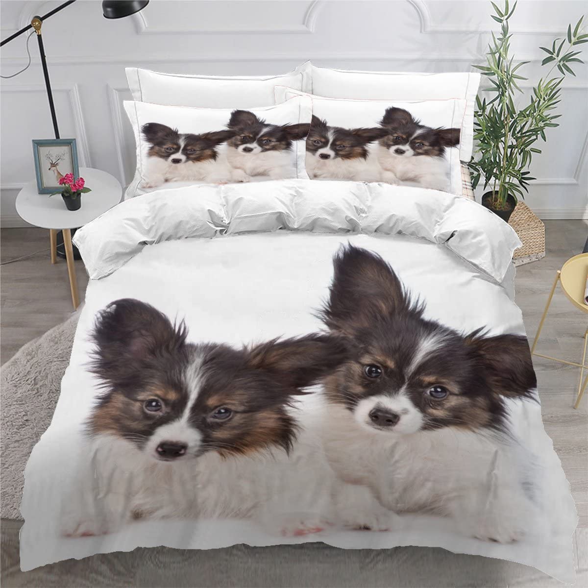 Kids Single Duvet Cover Set Girls Boys Two pet dogs white Bedding Set 3D Printed Bedding Single Bed Super Breathable Hypoallergenic Teens Duvet Cover Set Dog — image 1