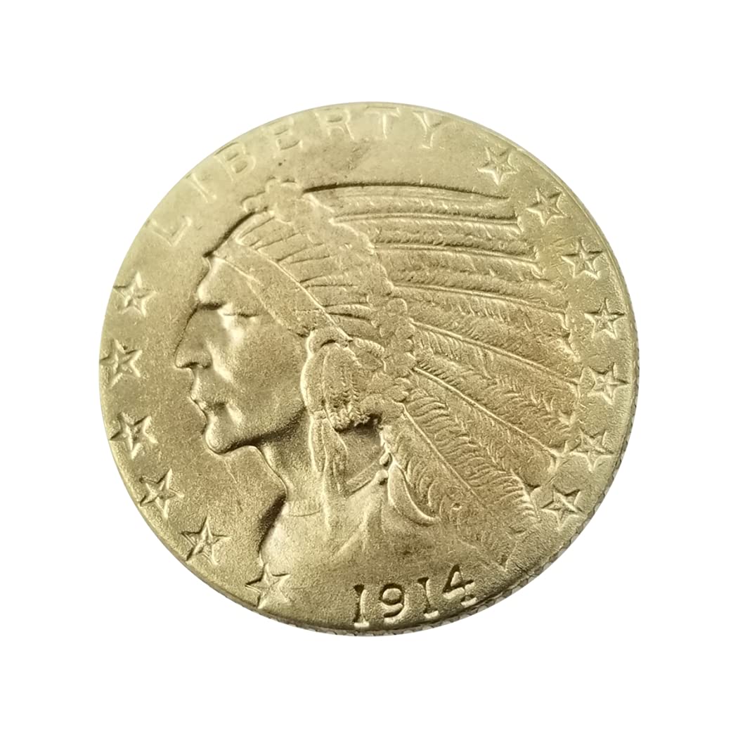COPY 1914 Indian Head Eagle Gold Coin Five Dollars-REPLICA USA Souvenir Coin Lucky Coin Hobo Coin Morgan Dollar Collection, Silver