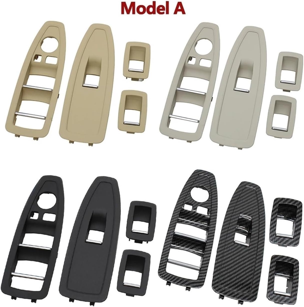 Car Interior Door Carbon Fiber Beige Black Window Regulator Switch Panel Cover Trim Compatible 1 3 4 Series F20 F30 F31 F34 F35(Color:Passenger Door)