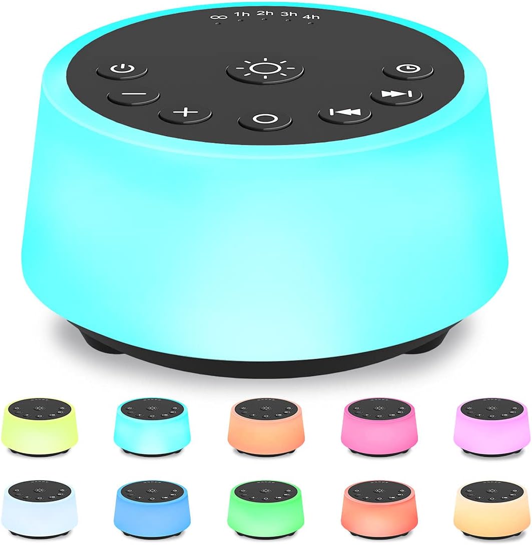Color Noise Sound Machines with 10 Colors Night Light 25 Soothing Sounds