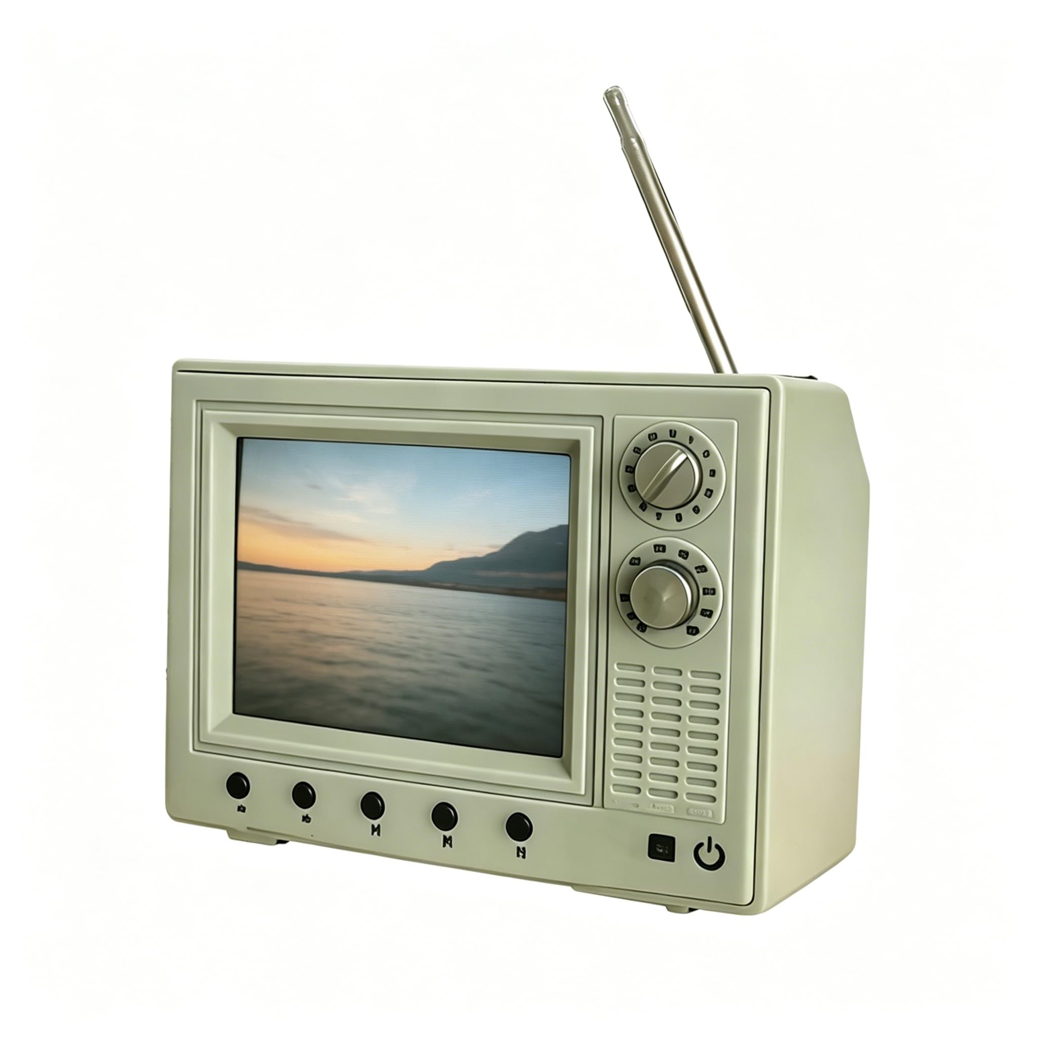 Mini TV Toy for Dollhouse, Rechargeable Mini Retro TV Cartoon Player with 8GB Memory, Supports Headphones & USB Playback, Television Furniture for Dollhouse Miniature Scenes (Green)